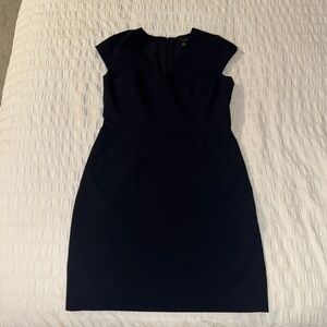 Ann Taylor Navy Blue Sheath Mini Dress V-neck